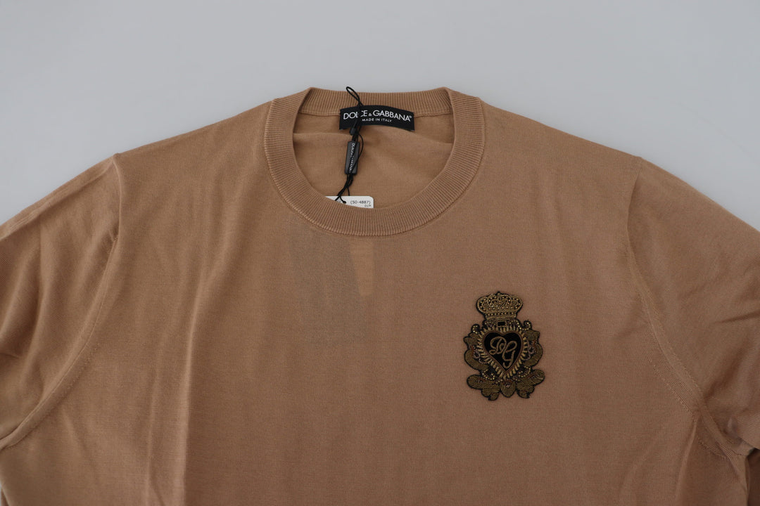 Dolce &amp; Gabbana Beige Cashmere Crown Logo Pullover Sweater