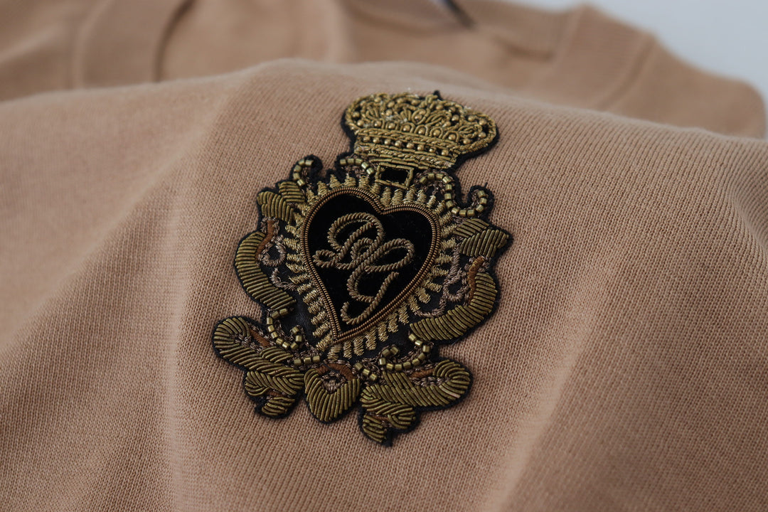 Dolce &amp; Gabbana Beige Cashmere Crown Logo Pullover Sweater