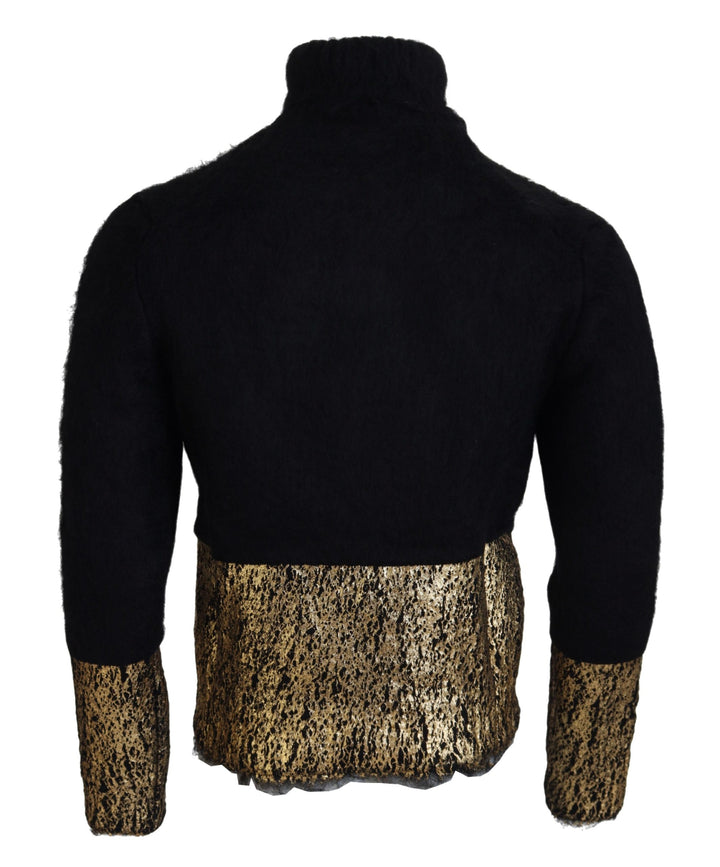 Dolce &amp; Gabbana Black Gold Turtleneck Mohair Pullover Mens Sweater