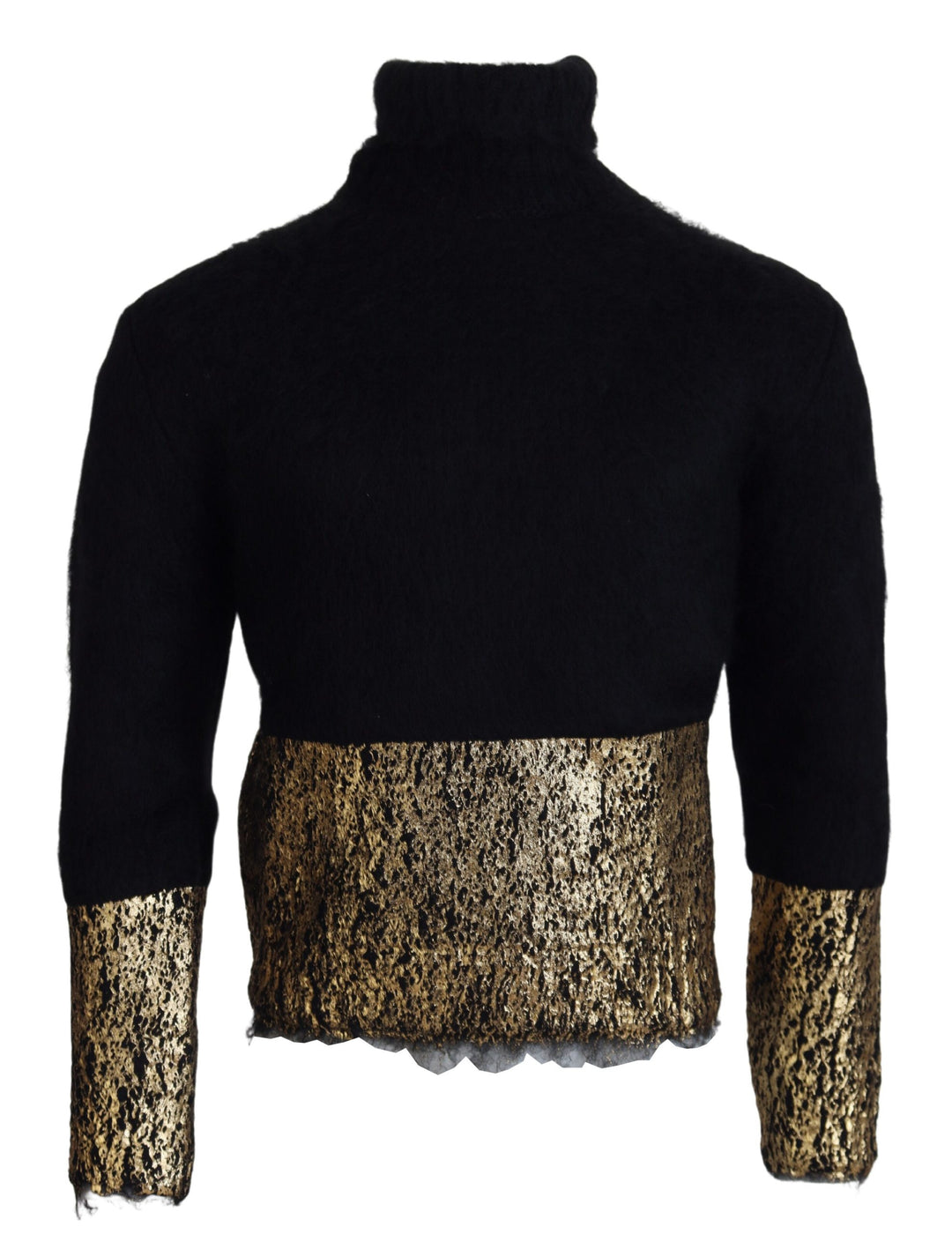 Dolce &amp; Gabbana Black Gold Turtleneck Mohair Pullover Mens Sweater