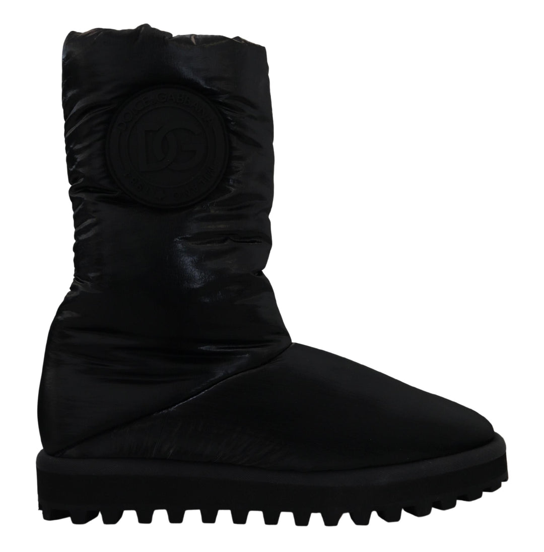 Dolce &amp; Gabbana Black Boots Padded Mid Calf Winter Shoes