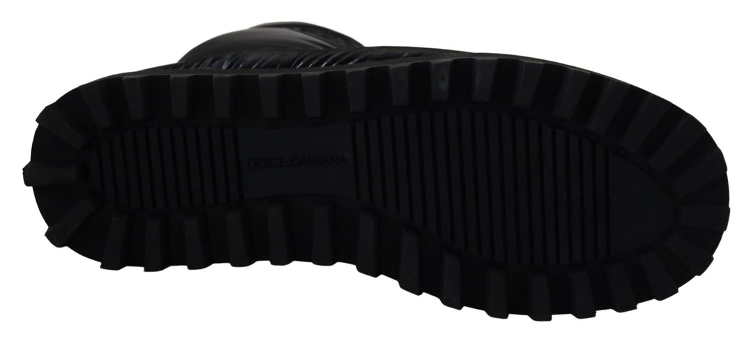 Dolce &amp; Gabbana Black Boots Padded Mid Calf Winter Shoes