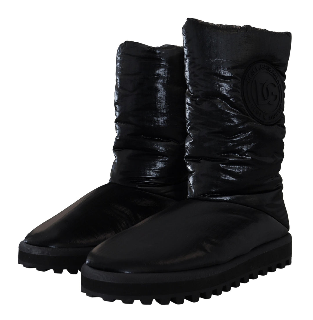 Dolce &amp; Gabbana Black Boots Padded Mid Calf Winter Shoes