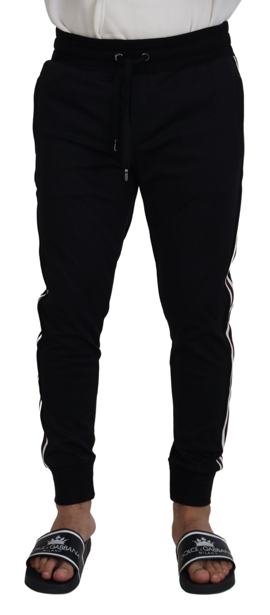 Pantalon de créateur en coton noir chic Dolce &amp;amp; Gabbana