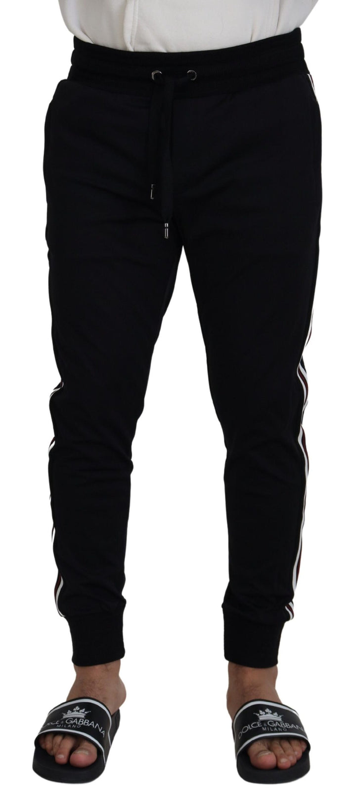 Pantalon de créateur en coton noir chic Dolce &amp;amp; Gabbana
