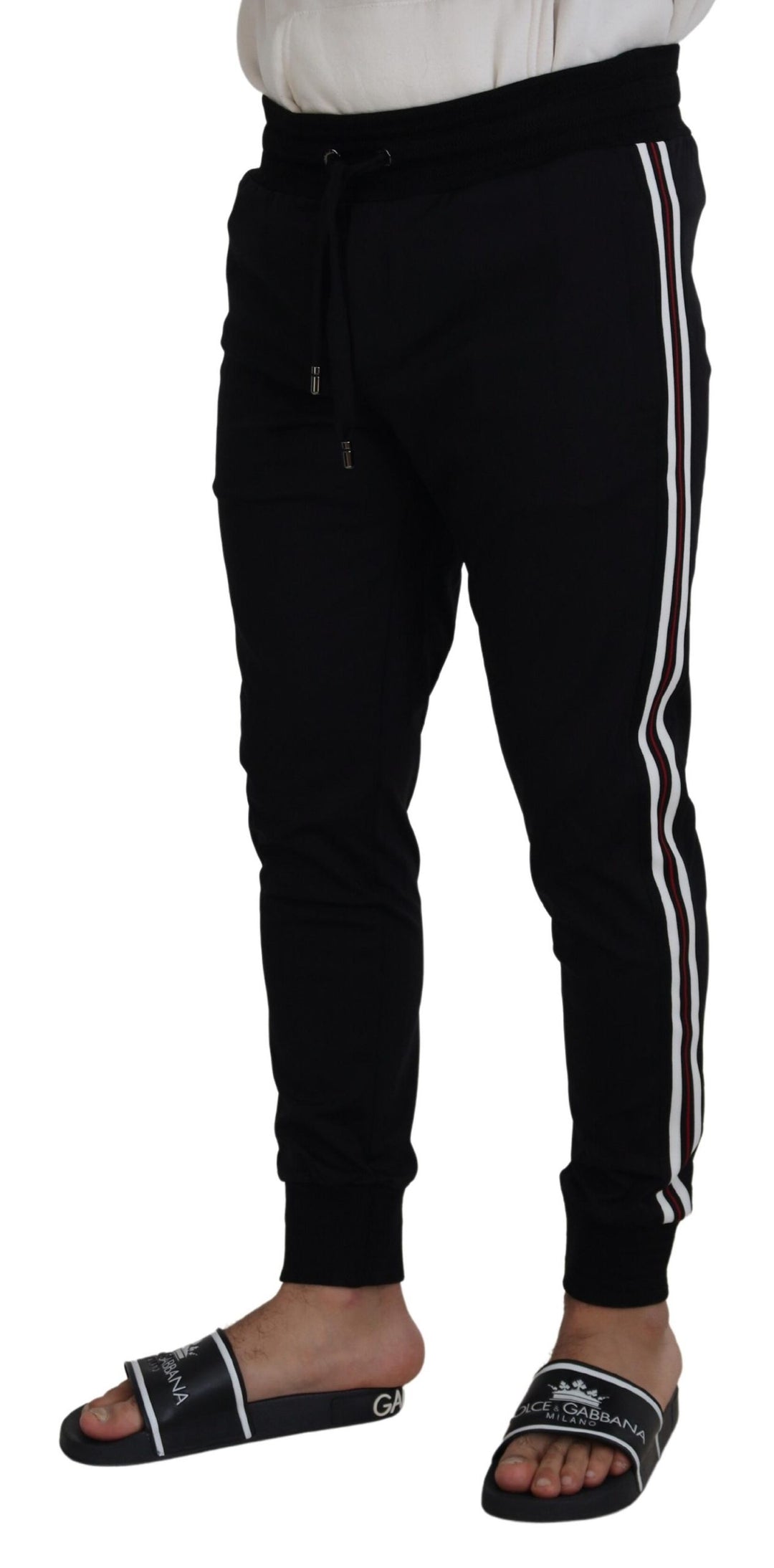 Pantalon de créateur en coton noir chic Dolce &amp;amp; Gabbana