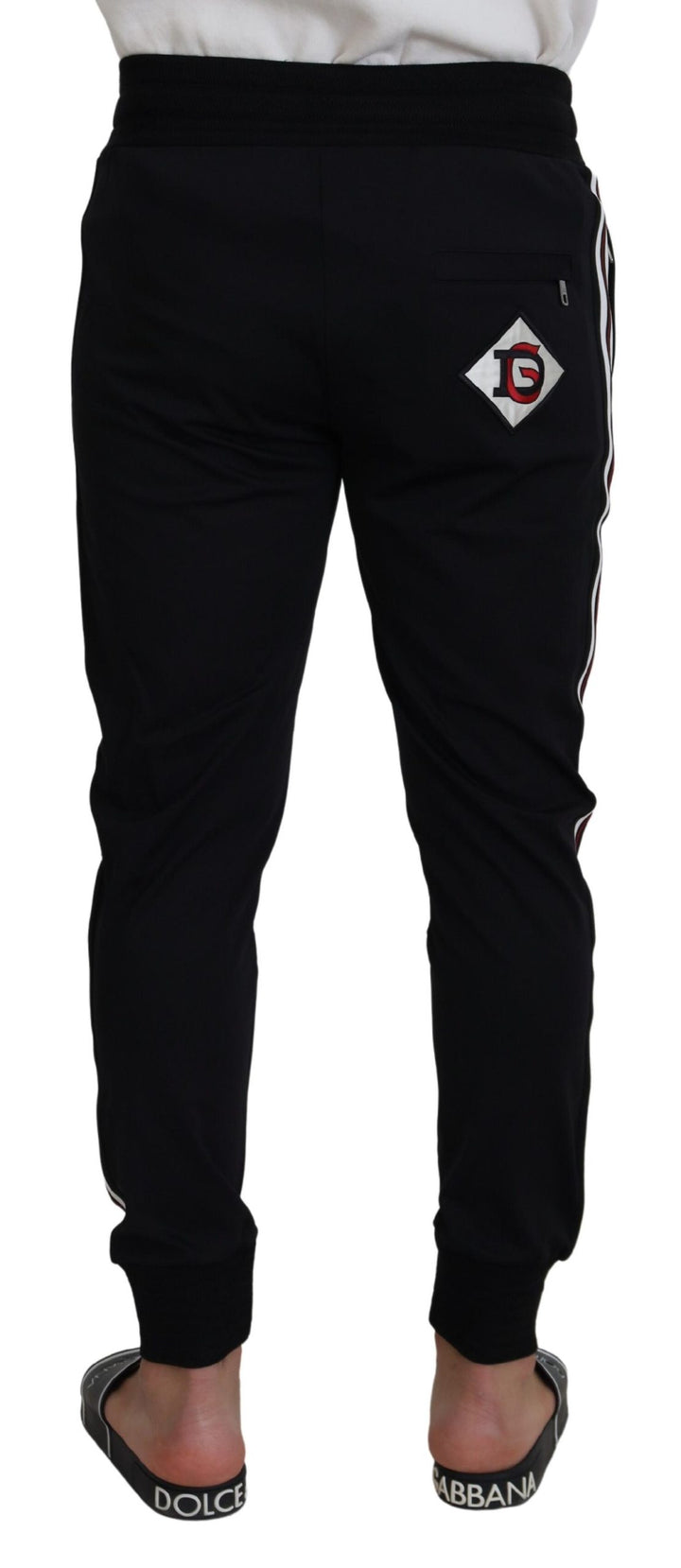 Pantalon de créateur en coton noir chic Dolce &amp;amp; Gabbana