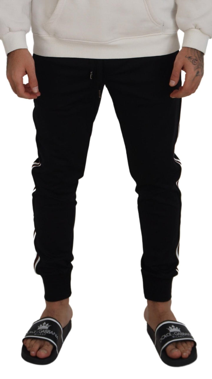 Pantalon de créateur en coton noir chic Dolce &amp;amp; Gabbana