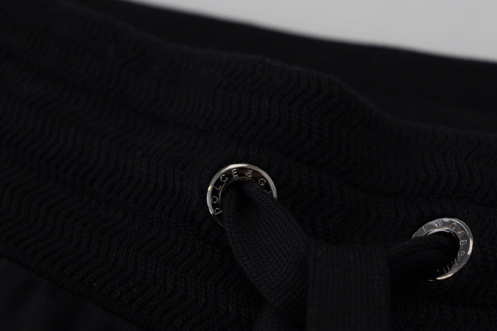 Pantalon de créateur en coton noir chic Dolce &amp;amp; Gabbana