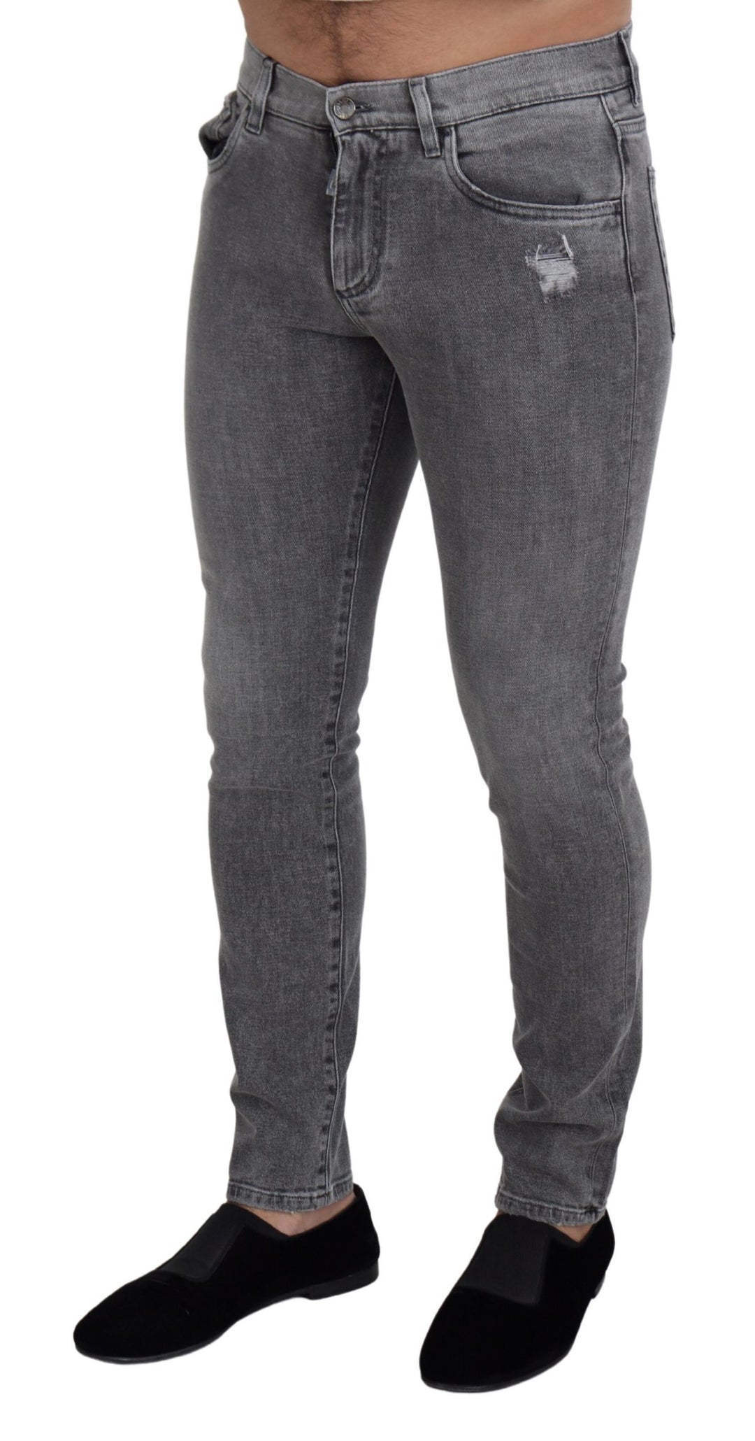 Dolce &amp; Gabbana Grey Washed Cotton Skinny Denim Jeans