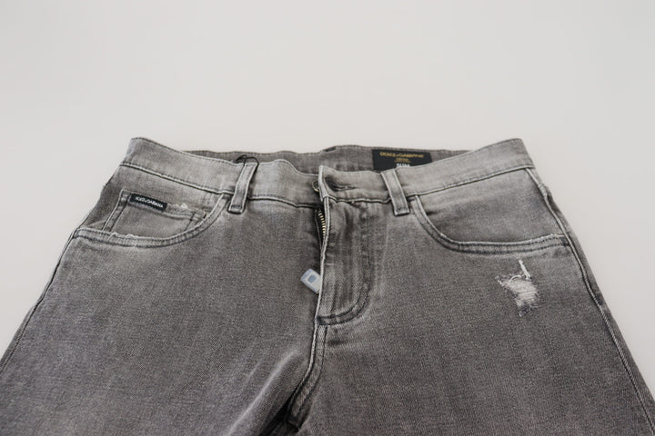 Dolce &amp; Gabbana Grey Washed Cotton Skinny Denim Jeans