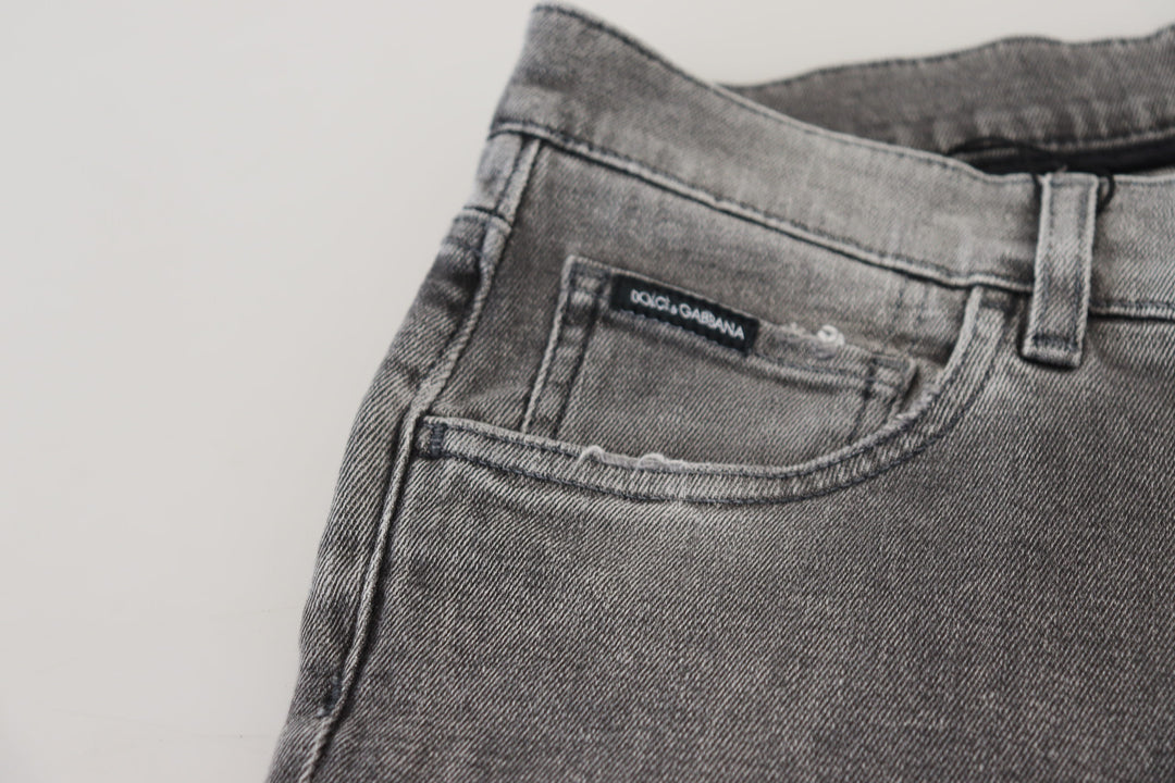 Dolce &amp; Gabbana Grey Washed Cotton Skinny Denim Jeans