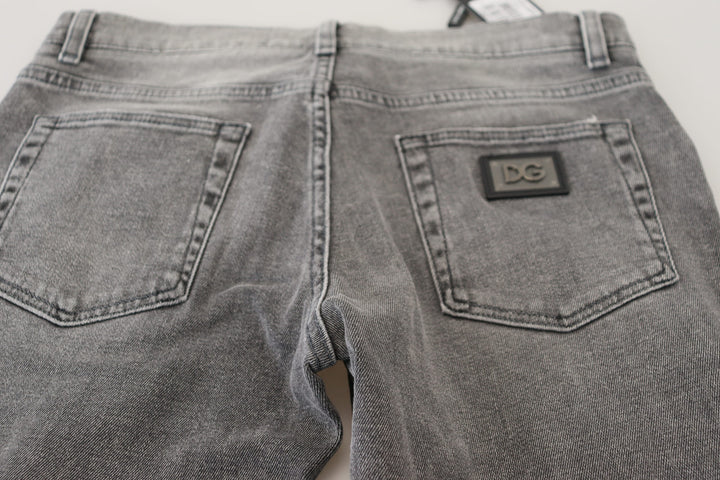 Dolce &amp; Gabbana Grey Washed Cotton Skinny Denim Jeans