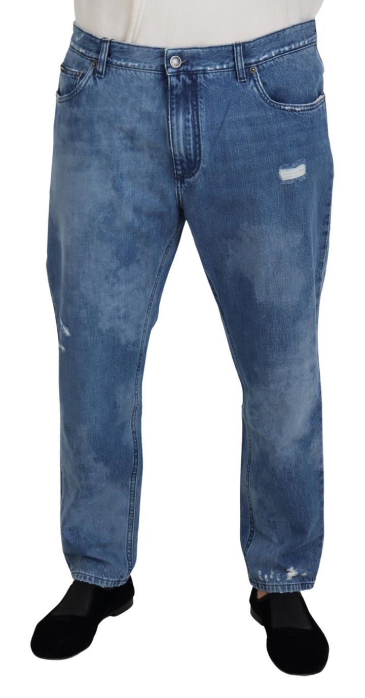 Dolce &amp; Gabbana Blue Washed Cotton Casual Denim Jeans