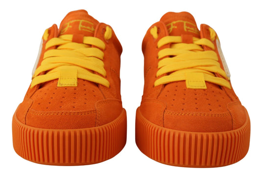 Baskets à lacets en daim orange chic Dolce &amp; Gabbana