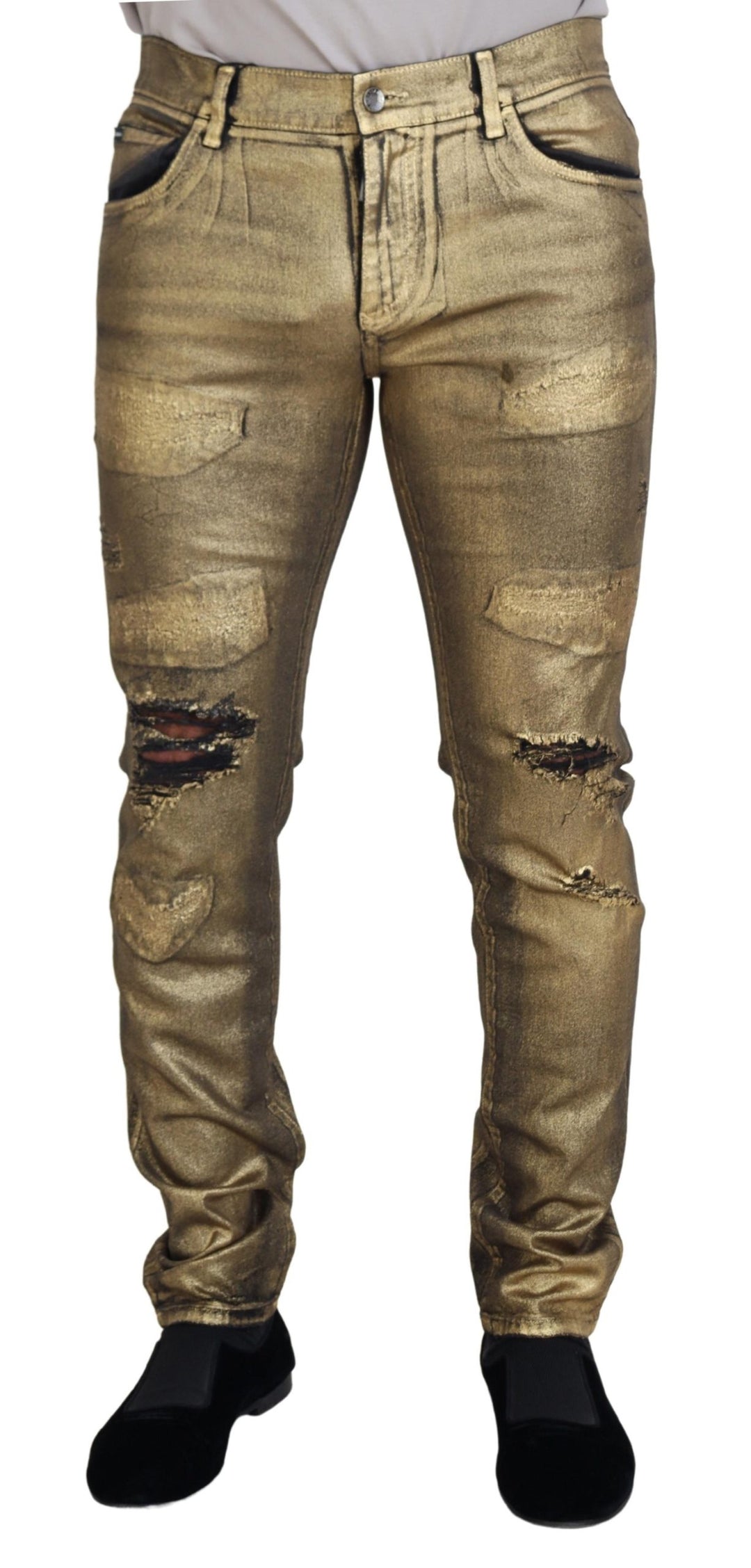 Dolce &amp;amp; Gabbana Élégant Denim Doré Élégance