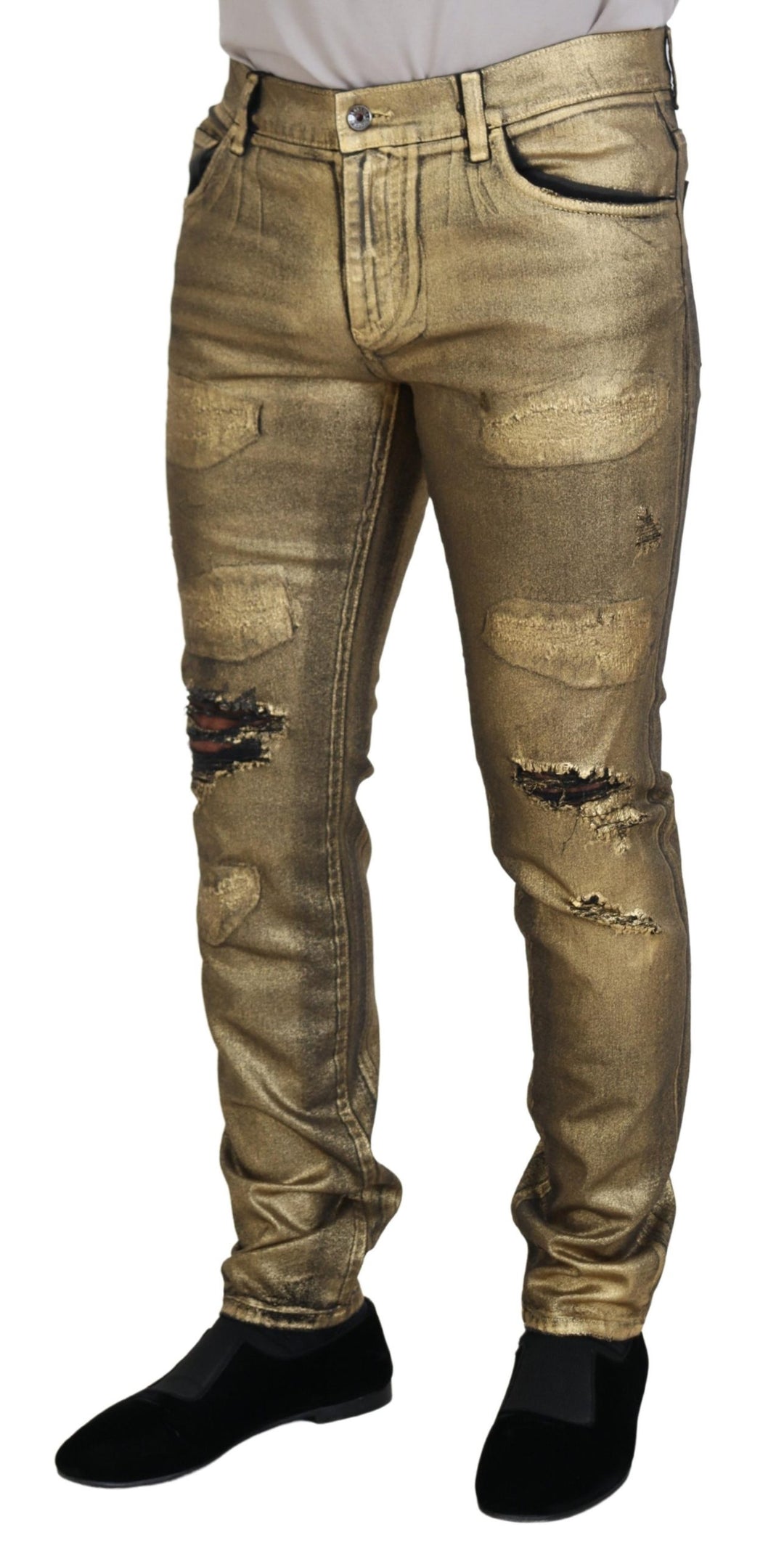 Dolce &amp;amp; Gabbana Élégant Denim Doré Élégance