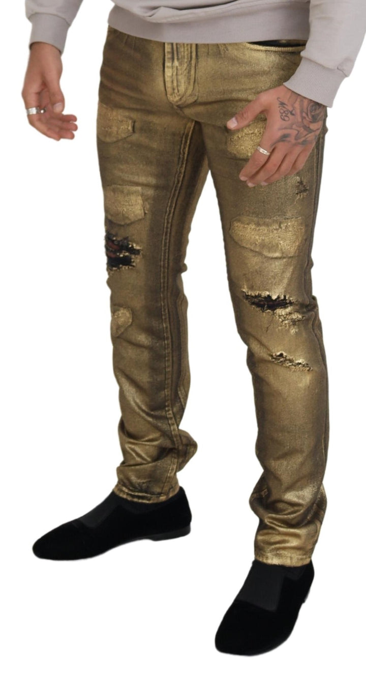 Dolce &amp;amp; Gabbana Élégant Denim Doré Élégance