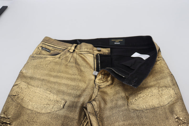 Dolce &amp;amp; Gabbana Élégant Denim Doré Élégance