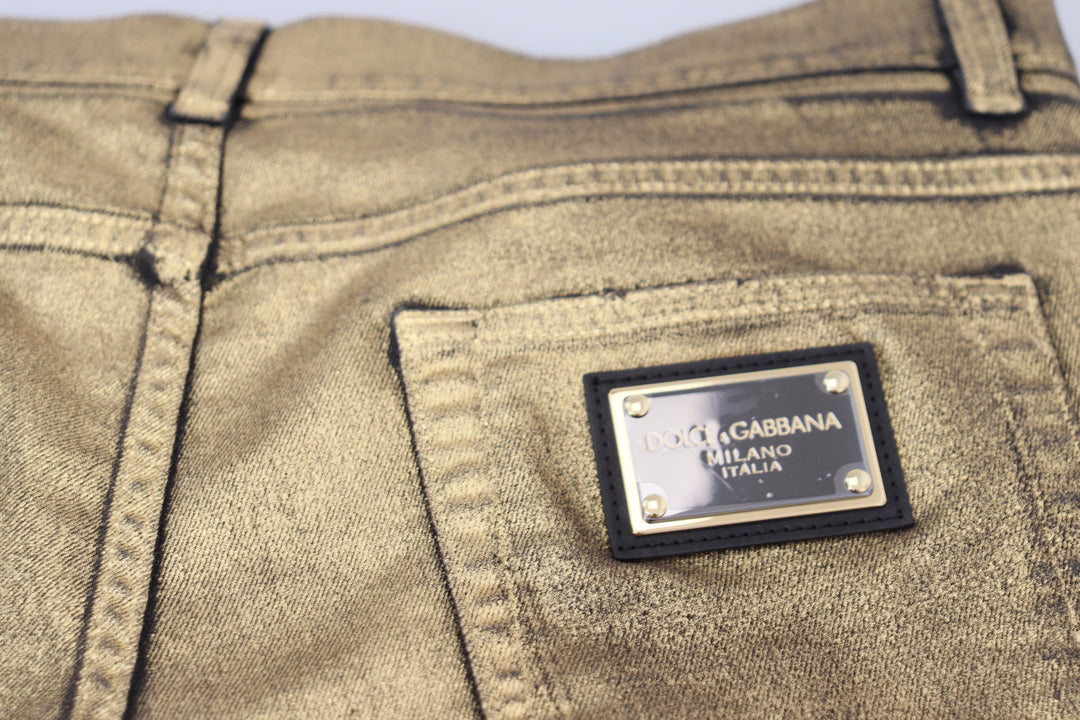 Dolce &amp;amp; Gabbana Élégant Denim Doré Élégance