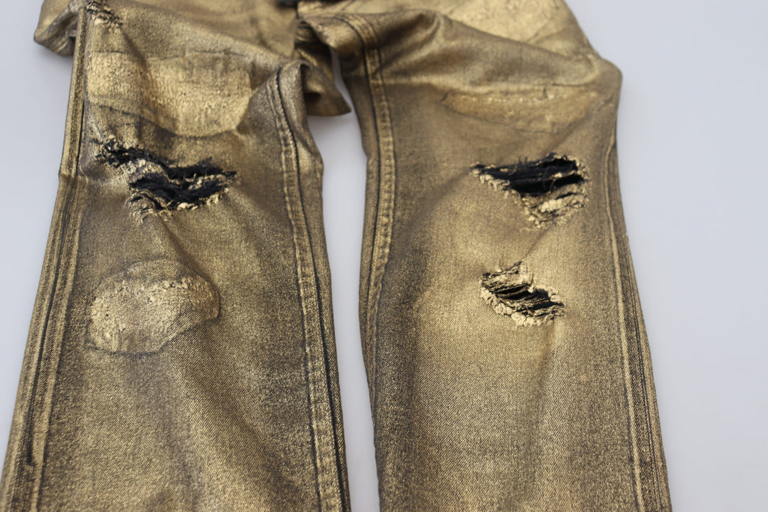 Dolce &amp;amp; Gabbana Élégant Denim Doré Élégance