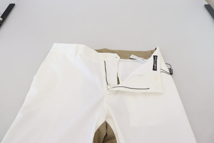 Dolce &amp; Gabbana White Brown Slim Fit Chino Pants