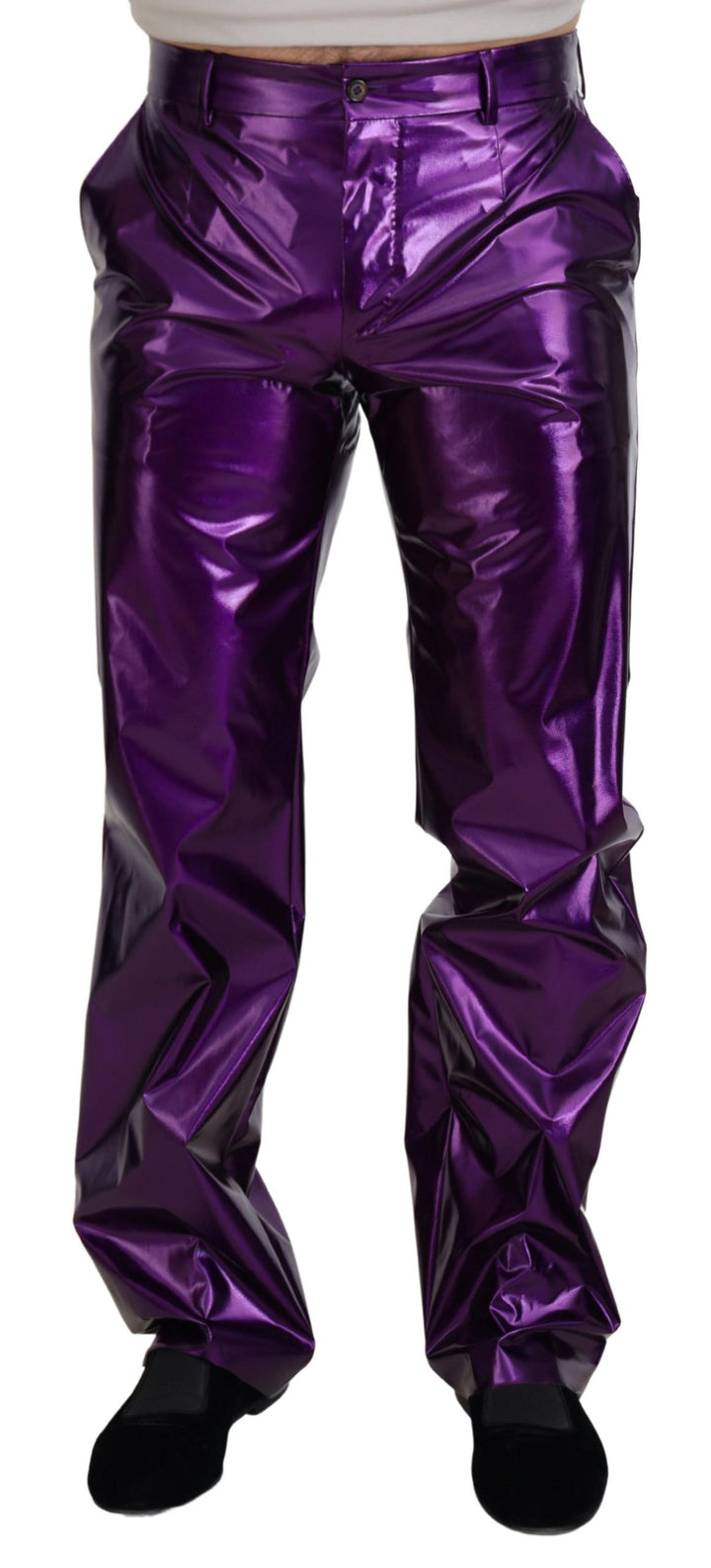 Dolce &amp; Gabbana Purple Shining Men Casual Pants