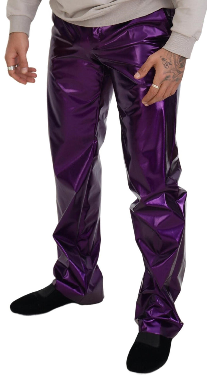 Dolce &amp; Gabbana Purple Shining Men Casual Pants