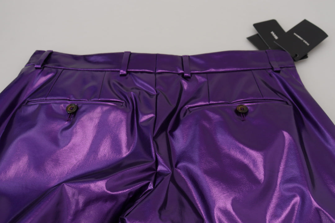 Dolce &amp; Gabbana Purple Shining Men Casual Pants