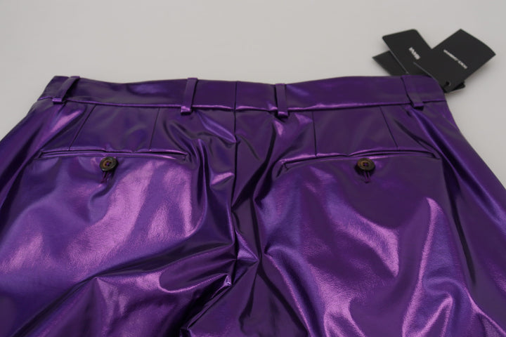 Dolce &amp; Gabbana Purple Shining Men Casual Pants