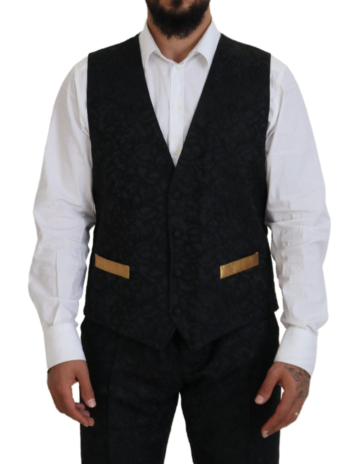 Dolce &amp; Gabbana Black Gold Fantasy Tuxedo Slim Fit Suit