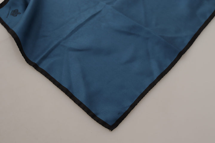Dolce &amp; Gabbana Black Blue DG Crown Printed Square Handkerchief Scarf