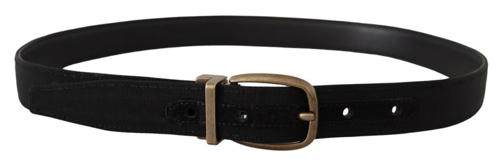 Dolce &amp; Gabbana Black Grosgrain Leather Bronze Metal Belt