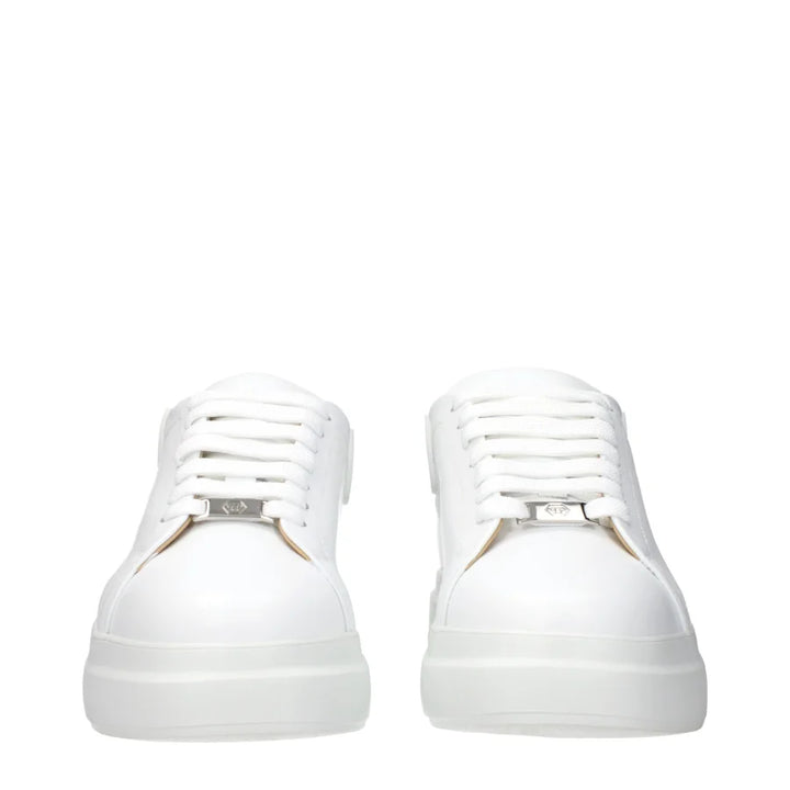 Philipp Plein White Leather Low Top Sneakers