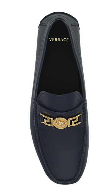 Mocasines de vestir Versace de piel de becerro azul marino Elegance