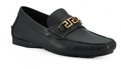 Mocassins Versace élégants en cuir de veau noir pour homme