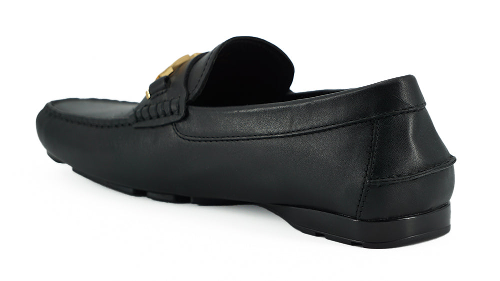 Mocassins Versace élégants en cuir de veau noir pour homme
