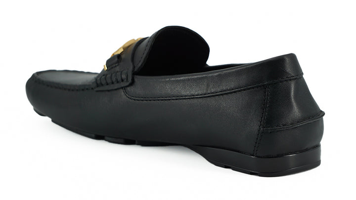 Mocassins Versace élégants en cuir de veau noir pour homme