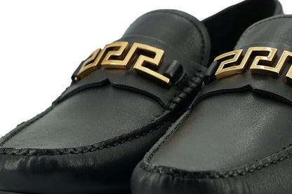 Mocassins Versace élégants en cuir de veau noir pour homme