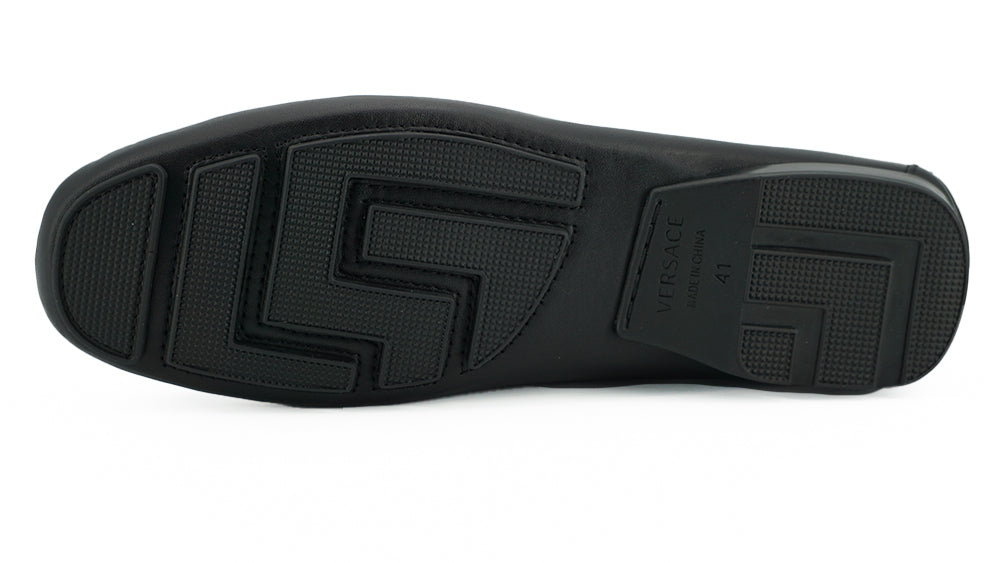 Mocassins Versace élégants en cuir de veau noir pour homme