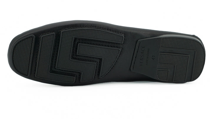 Mocassins Versace élégants en cuir de veau noir pour homme