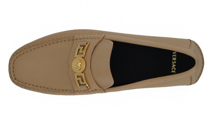 Mocasines Versace de piel de becerro beige Viste los sentidos