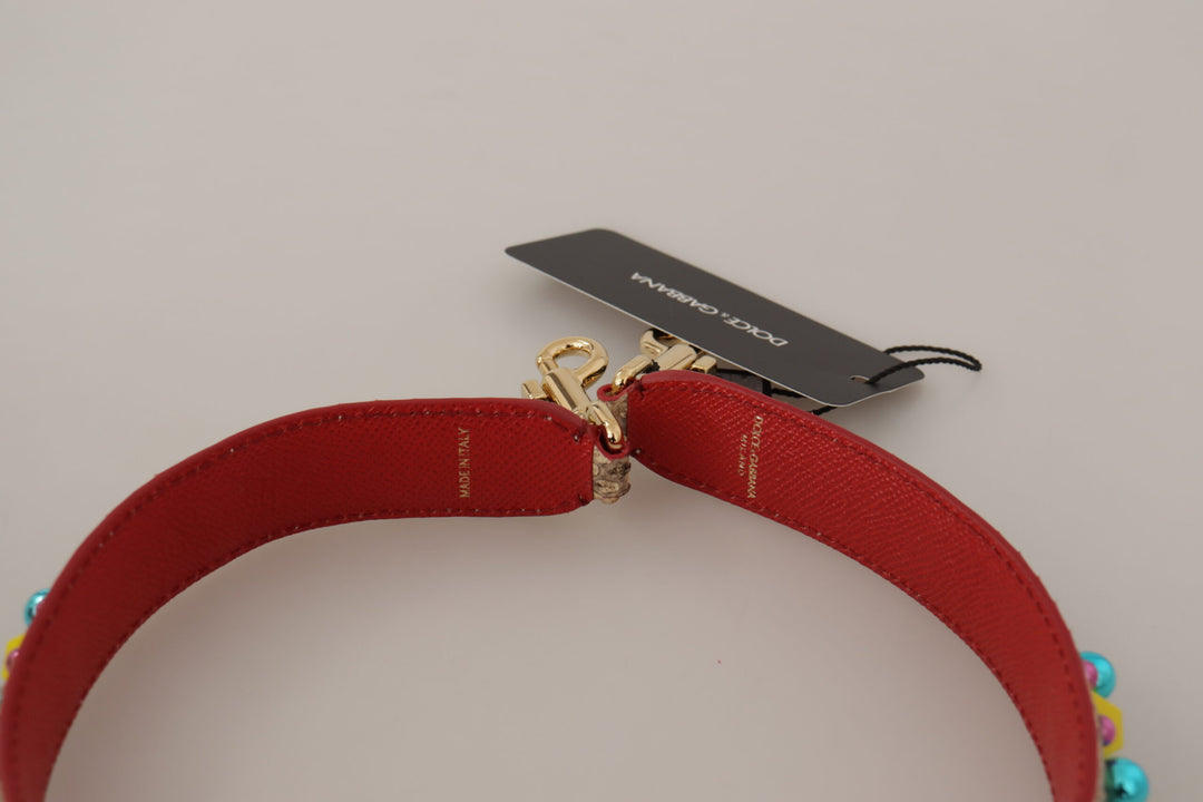 Dolce &amp; Gabbana Beige Python Leather Crystals Shoulder Strap