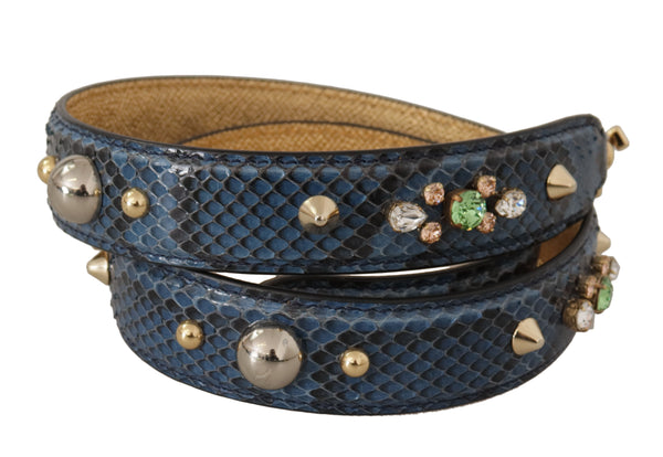 Dolce & Gabbana - Blue Exotic Leather Crystals Shoulder Strap