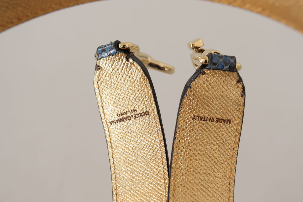 Dolce & Gabbana - Blue Exotic Leather Crystals Shoulder Strap