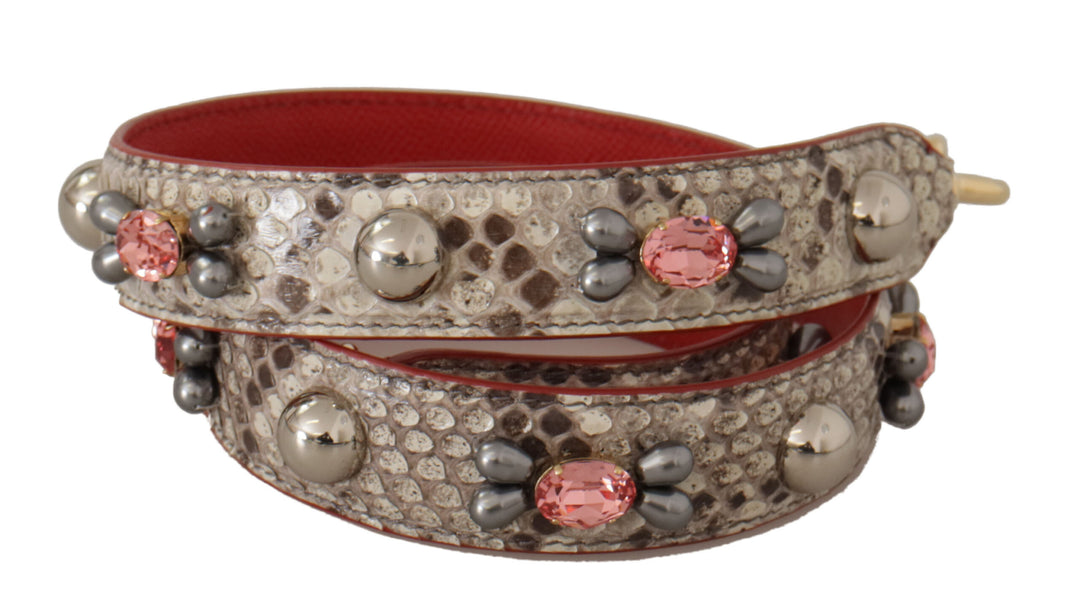 Dolce &amp; Gabbana Beige Exotic Leather Studded Shoulder Strap