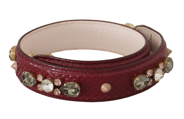 Dolce & Gabbana - Bordeaux Leather Crystals Bag Shoulder Strap