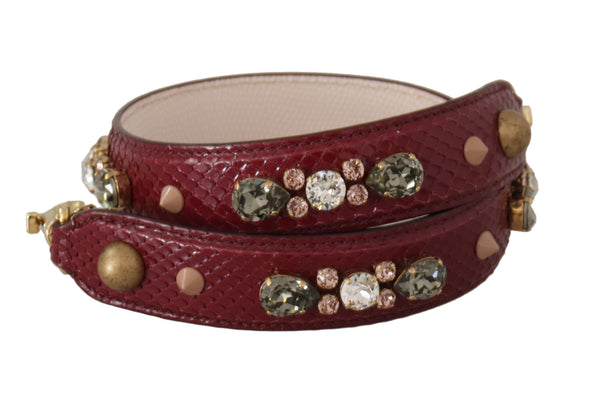 Dolce & Gabbana - Bordeaux Leather Crystals Bag Shoulder Strap