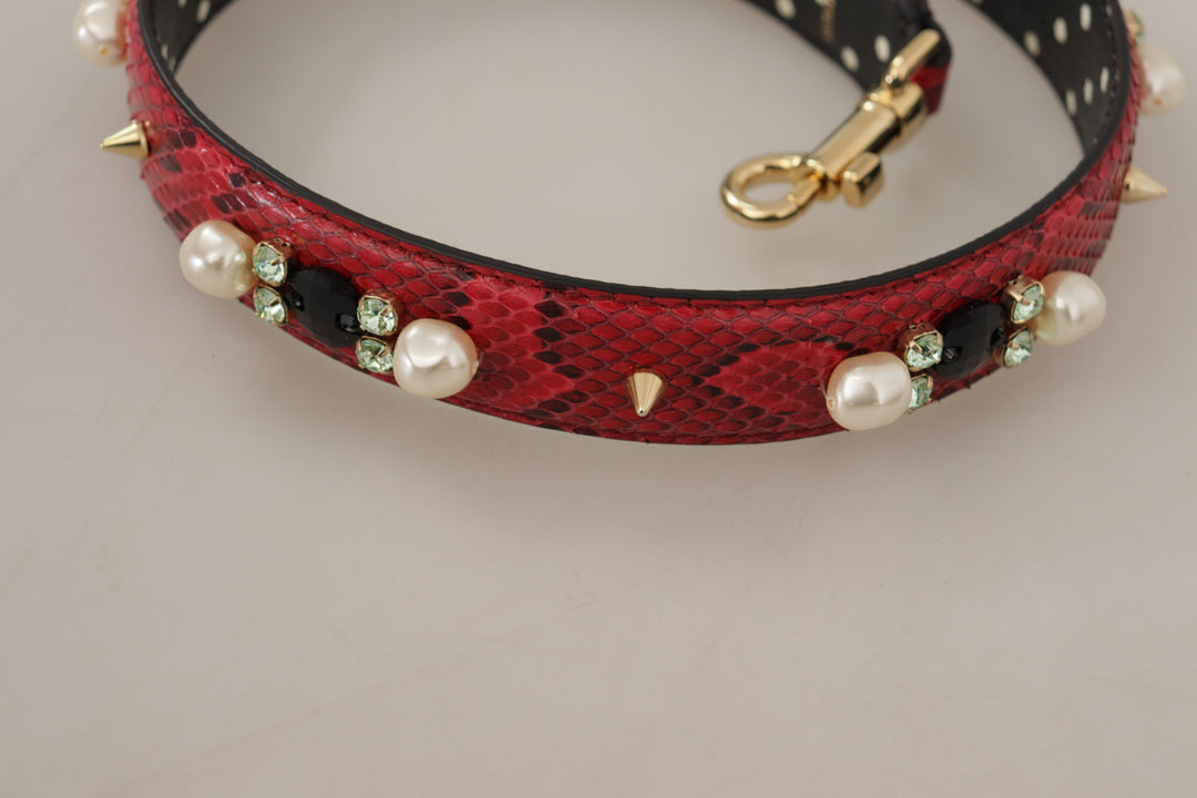 Dolce &amp; Gabbana Élégante bandoulière en cuir de python rouge