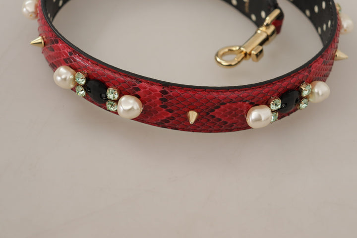 Dolce &amp; Gabbana Élégante bandoulière en cuir de python rouge